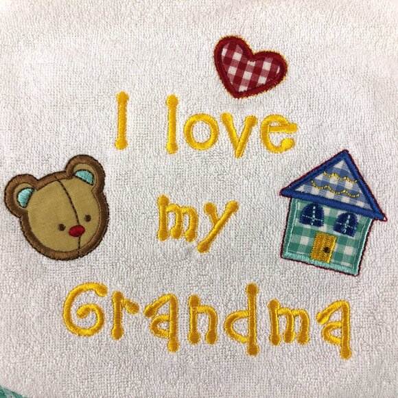 Hamco “I Love My Grandma” and “I Love My Grandpa” Unisex Applique Baby Bib Set - Picture 6 of 16